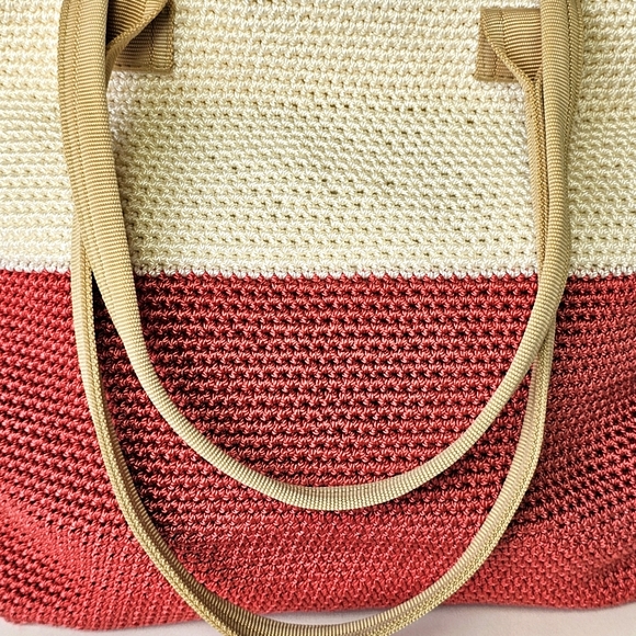 The Sak Shoulder Bag Peach and Cream Crotched Woven Zip Top Beachy Boho - Picture 2 of 10